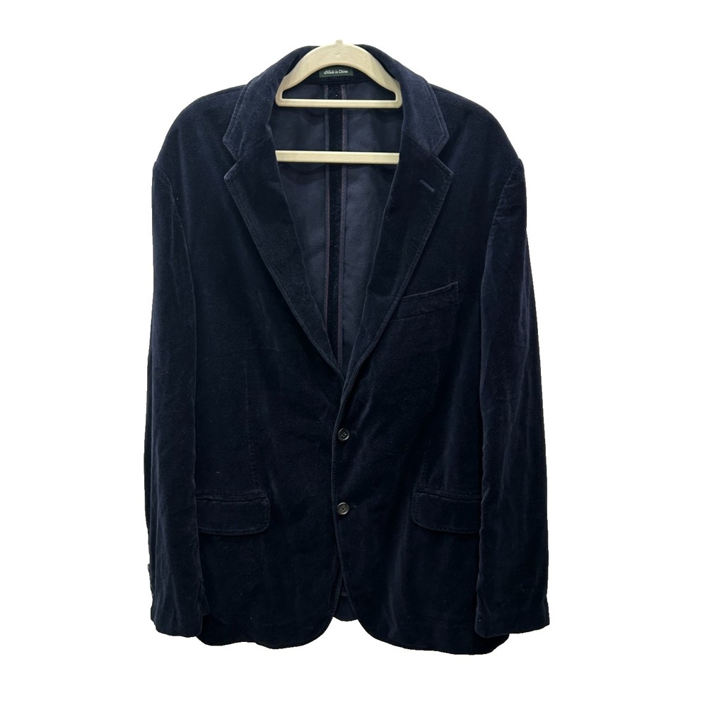 J. Crew 715471 Blazer Mens 44R Navy Blue Cotton Velvet Two Button Preppy Classic